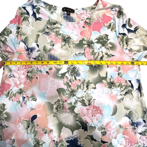 N Touch Embossed Floral Pullover Top‎ Womens 1X Multicolor 3/4 Sleeve Loose Fit - Picture 12 of 14